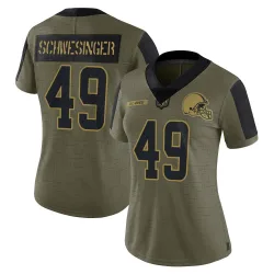 Cleveland Browns Women's Limited Olive 2021 Salute To Service Jersey (49 Carson Schwesinger)