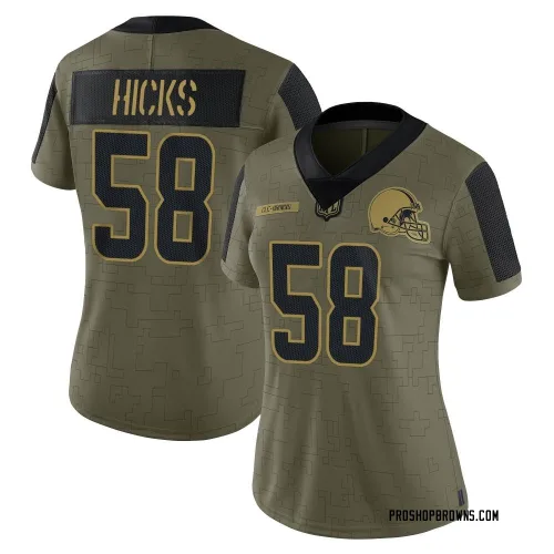 Cleveland Browns Women's Limited Olive 2021 Salute To Service Jersey (58 Jordan Hicks)