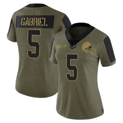 Cleveland Browns Women's Limited Olive 2021 Salute To Service Jersey (5 Dillon Gabriel)