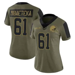Cleveland Browns Women's Limited Olive 2021 Salute To Service Jersey (61 Roy Mbaeteka)