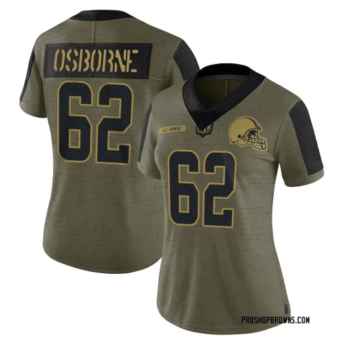 Cleveland Browns Women's Limited Olive 2021 Salute To Service Jersey (62 Justin Osborne)