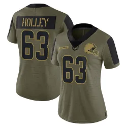 Cleveland Browns Women's Limited Olive 2021 Salute To Service Jersey (63 Ralph Holley)