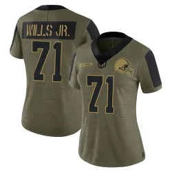 Cleveland Browns Women's Limited Olive 2021 Salute To Service Jersey (71 Jedrick Wills Jr.)