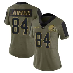 Cleveland Browns Women's Limited Olive 2021 Salute To Service Jersey (84 Gage Larvadain)