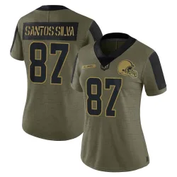 Cleveland Browns Women's Limited Olive 2021 Salute To Service Jersey (87 Marcus Santos-Silva)