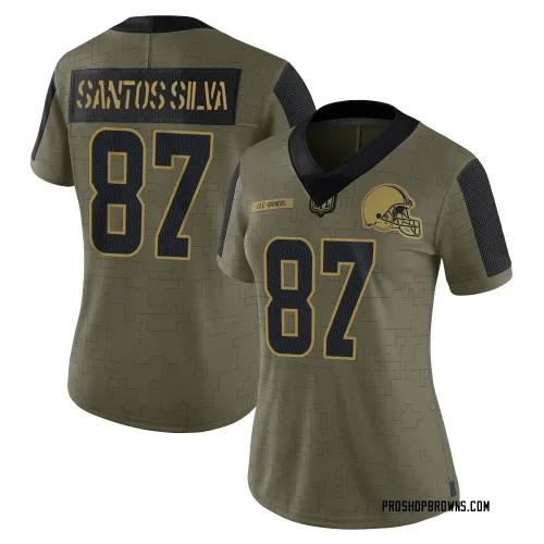 Cleveland Browns Women's Limited Olive 2021 Salute To Service Jersey (87 Marcus Santos-Silva)
