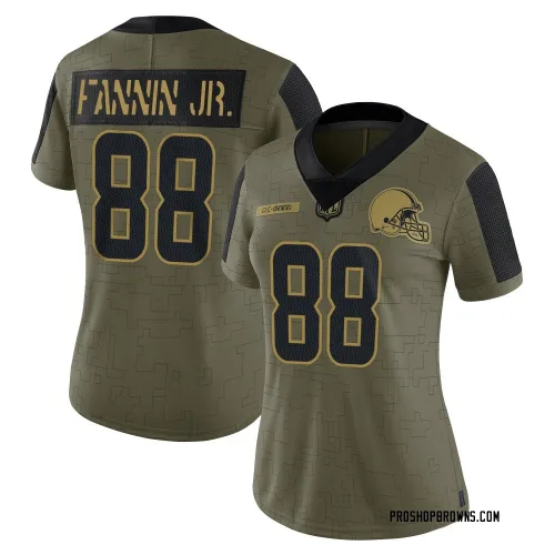 Cleveland Browns Women's Limited Olive 2021 Salute To Service Jersey (88 Harold Fannin Jr.)
