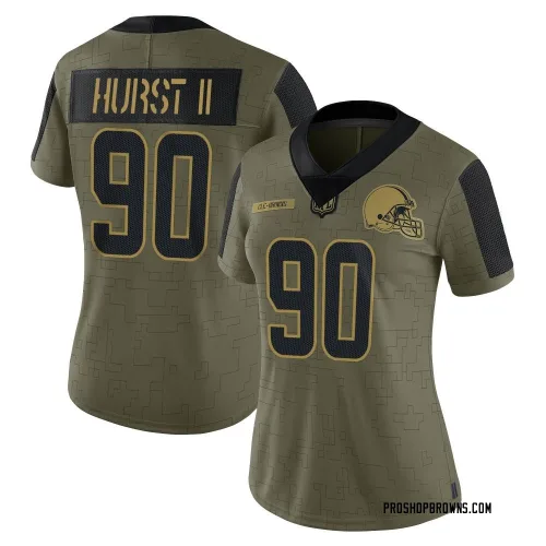 Cleveland Browns Women's Limited Olive 2021 Salute To Service Jersey (90 Maurice Hurst II)