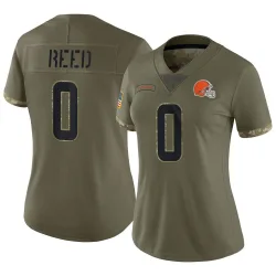 Cleveland Browns Women's Limited Olive 2022 Salute To Service Jersey (0 Ja'seem Reed)