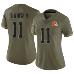 Cleveland Browns Women's Limited Olive 2022 Salute To Service Jersey (11 Tony Brown II)