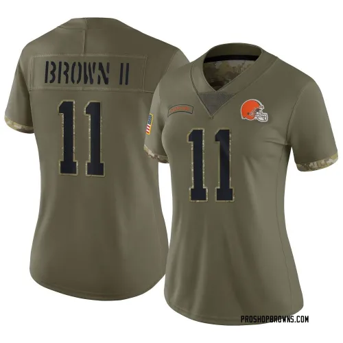 Cleveland Browns Women's Limited Olive 2022 Salute To Service Jersey (11 Tony Brown II)