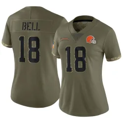 Cleveland Browns Women's Limited Olive 2022 Salute To Service Jersey (18 David Bell)