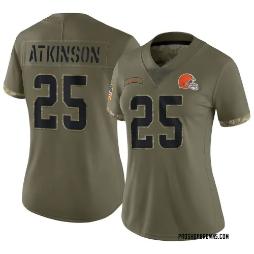 Cleveland Browns Women's Limited Olive 2022 Salute To Service Jersey (25 George Atkinson)