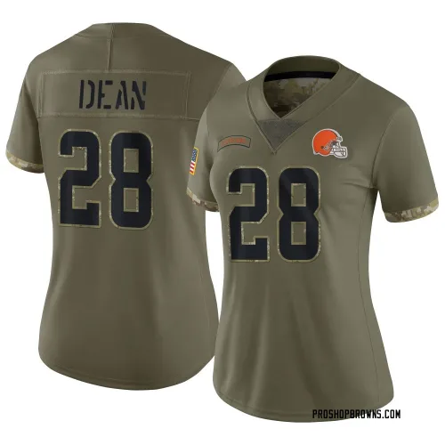 Cleveland Browns Women's Limited Olive 2022 Salute To Service Jersey (28 Trey Dean III)