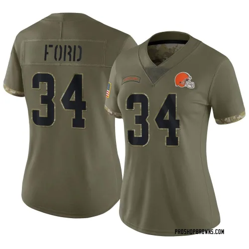 Cleveland Browns Women's Limited Olive 2022 Salute To Service Jersey (34 Jerome Ford)