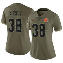 Cleveland Browns Women's Limited Olive 2022 Salute To Service Jersey (38 Andre Szmyt)