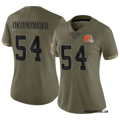 Cleveland Browns Women's Limited Olive 2022 Salute To Service Jersey (54 Ogbo Okoronkwo)
