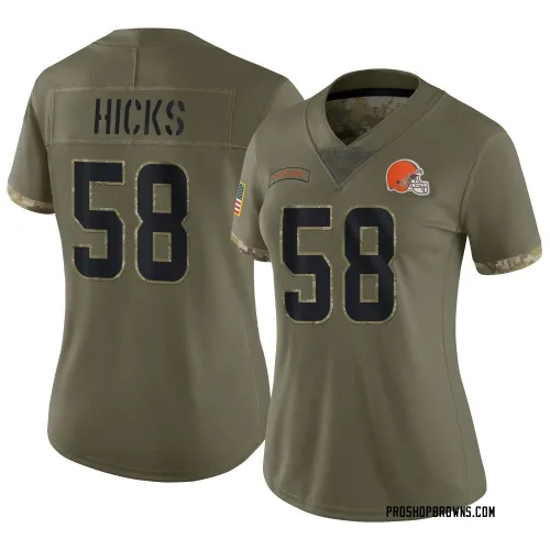 Cleveland Browns Women's Limited Olive 2022 Salute To Service Jersey (58 Jordan Hicks)