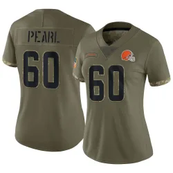 Cleveland Browns Women's Limited Olive 2022 Salute To Service Jersey (60 Julian Pearl)
