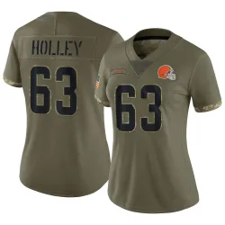 Cleveland Browns Women's Limited Olive 2022 Salute To Service Jersey (63 Ralph Holley)