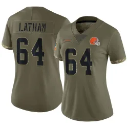 Cleveland Browns Women's Limited Olive 2022 Salute To Service Jersey (64 Brady Latham)