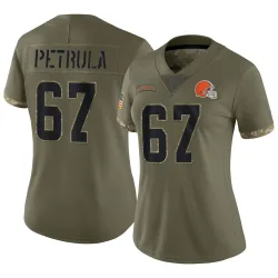 Cleveland Browns Women's Limited Olive 2022 Salute To Service Jersey (67 Ben Petrula)