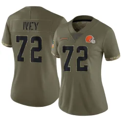 Cleveland Browns Women's Limited Olive 2022 Salute To Service Jersey (72 Jason Ivey)