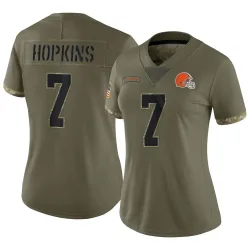 Cleveland Browns Women's Limited Olive 2022 Salute To Service Jersey (7 Dustin Hopkins)