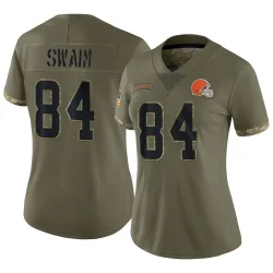 Cleveland Browns Women's Limited Olive 2022 Salute To Service Jersey (84 Geoff Swaim)