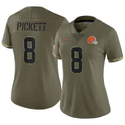 Cleveland Browns Women's Limited Olive 2022 Salute To Service Jersey (8 Kenny Pickett)