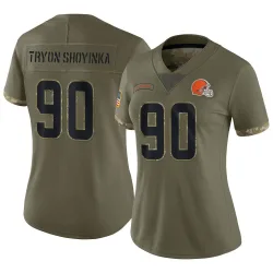 Cleveland Browns Women's Limited Olive 2022 Salute To Service Jersey (90 Joe Tryon-Shoyinka)
