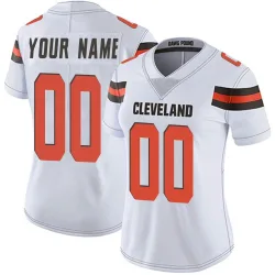 Cleveland Browns Women's Limited White Vapor Untouchable Jersey (00 Custom)