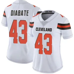 Cleveland Browns Women's Limited White Vapor Untouchable Jersey (43 Mohamoud Diabate)