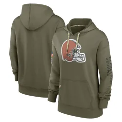 Cleveland Browns Women's Olive 2022 Salute to Service Performance Pullover Hoodie