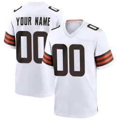 Cleveland Browns Youth Game White Jersey (00 Custom)