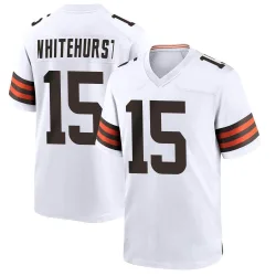 Cleveland Browns Youth Game White Jersey (15 Charlie Whitehurst)