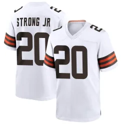 Cleveland Browns Youth Game White Jersey (20 Pierre Strong Jr.)