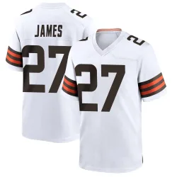 Cleveland Browns Youth Game White Jersey (27 LaMareon James)