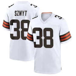 Cleveland Browns Youth Game White Jersey (38 Andre Szmyt)