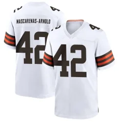 Cleveland Browns Youth Game White Jersey (42 Easton Mascarenas-Arnold)