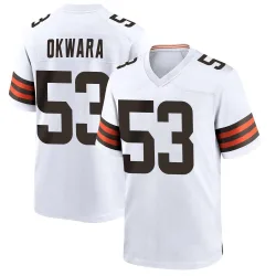 Cleveland Browns Youth Game White Jersey (53 Julian Okwara)