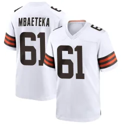 Cleveland Browns Youth Game White Jersey (61 Roy Mbaeteka)
