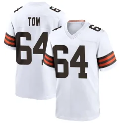 Cleveland Browns Youth Game White Jersey (64 Cameron Tom)