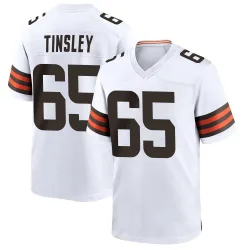 Cleveland Browns Youth Game White Jersey (65 Dartanyan Tinsley)