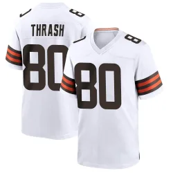 Cleveland Browns Youth Game White Jersey (80 Jamari Thrash)
