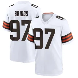 Cleveland Browns Youth Game White Jersey (97 Jowon Briggs)