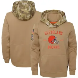 Cleveland Browns Youth Khaki 2019 Salute to Service Therma Pullover Hoodie