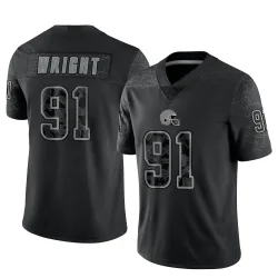 Cleveland Browns Youth Limited Black Reflective Jersey (91 Alex Wright)