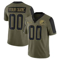 Cleveland Browns Youth Limited Olive 2021 Salute To Service Jersey (00 Custom)