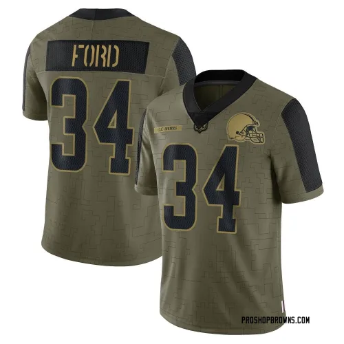 Cleveland Browns Youth Limited Olive 2021 Salute To Service Jersey (34 Jerome Ford)